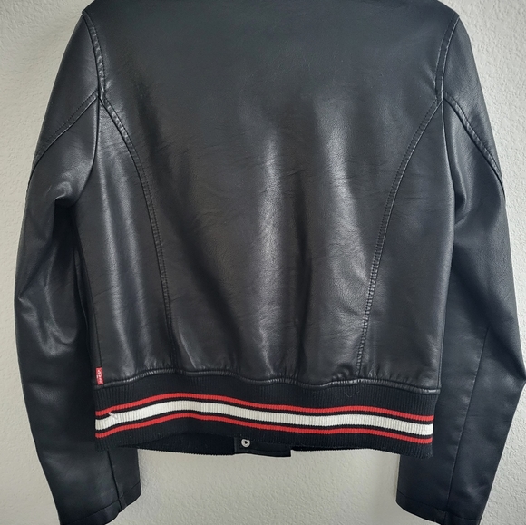 New Levi Strauss black Faux leather Jacket Women's. Size S - Picture 3 of 10